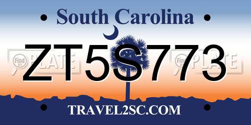 ZT5S773 South Carolina License Plate