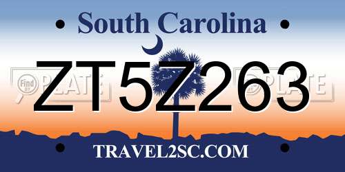 ZT5Z263 South Carolina License Plate
