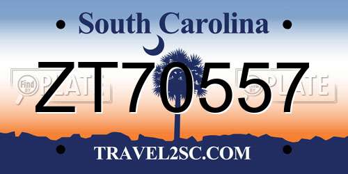 ZT70557 South Carolina License Plate