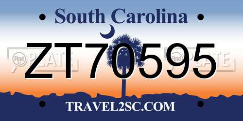 ZT70595 South Carolina License Plate