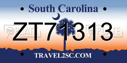ZT71313 South Carolina License Plate