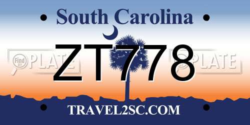 ZT778 South Carolina License Plate