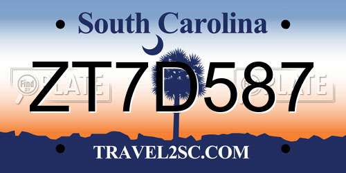 ZT7D587 South Carolina License Plate