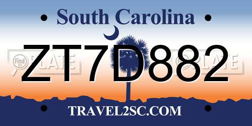 ZT7D882 South Carolina License Plate