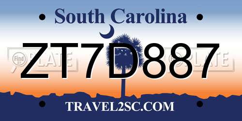 ZT7D887 South Carolina License Plate