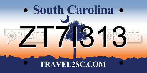 ZT7I313 South Carolina License Plate