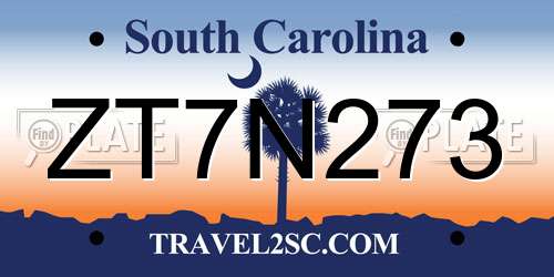 ZT7N273 South Carolina License Plate
