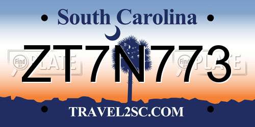 ZT7N773 South Carolina License Plate