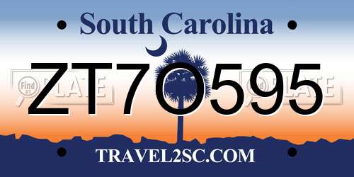 ZT7O595 South Carolina License Plate