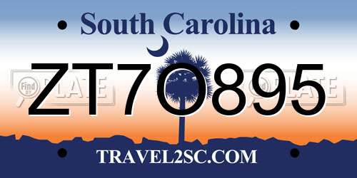 ZT7O895 South Carolina License Plate