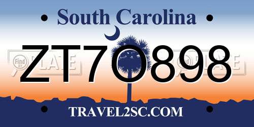 ZT7O898 South Carolina License Plate