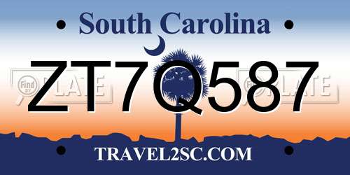 ZT7Q587 South Carolina License Plate