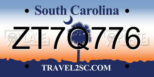 ZT7Q776 South Carolina License Plate