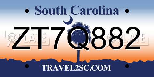 ZT7Q882 South Carolina License Plate