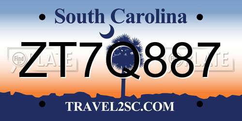 ZT7Q887 South Carolina License Plate