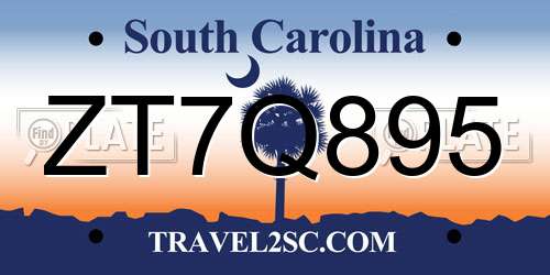 ZT7Q895 South Carolina License Plate
