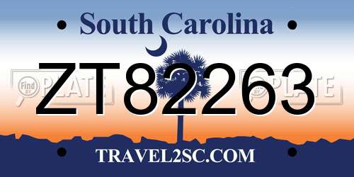 ZT82263 South Carolina License Plate