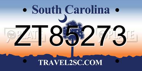 ZT85273 South Carolina License Plate