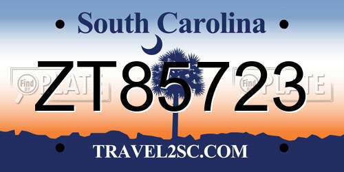 ZT85723 South Carolina License Plate
