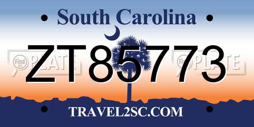 ZT85773 South Carolina License Plate