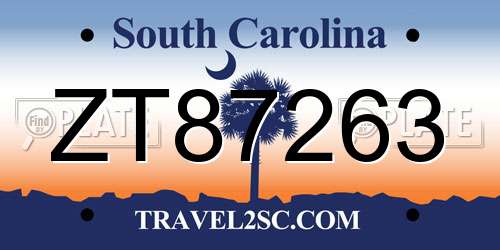 ZT87263 South Carolina License Plate
