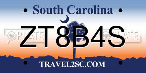 ZT8B4S South Carolina License Plate