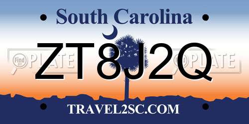 ZT8J2Q South Carolina License Plate