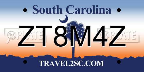 ZT8M4Z South Carolina License Plate