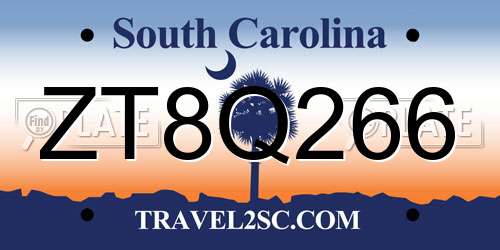 ZT8Q266 South Carolina License Plate