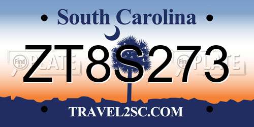 ZT8S273 South Carolina License Plate