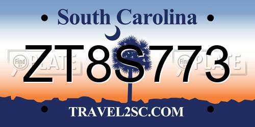 ZT8S773 South Carolina License Plate
