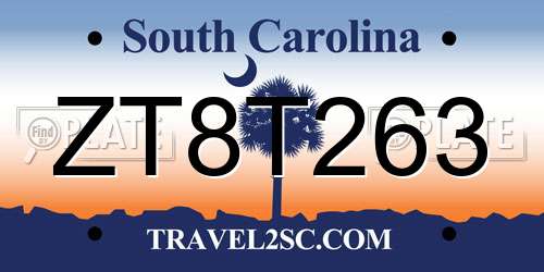 ZT8T263 South Carolina License Plate