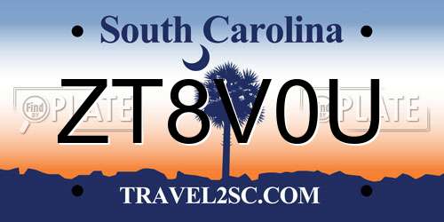ZT8V0U South Carolina License Plate