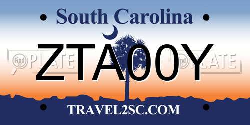 ZTA00Y South Carolina License Plate