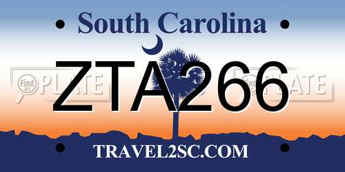 ZTA266 South Carolina License Plate