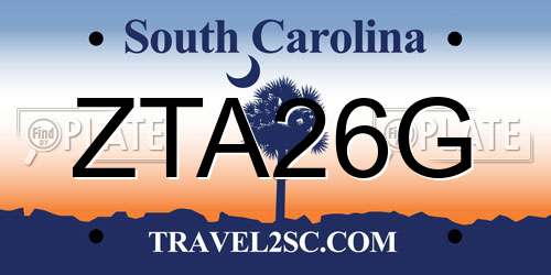 ZTA26G South Carolina License Plate
