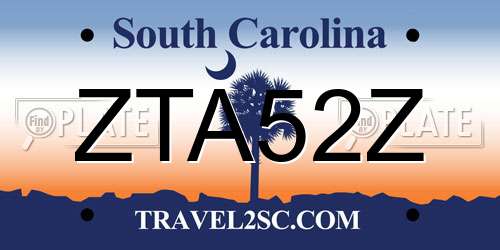 ZTA52Z South Carolina License Plate