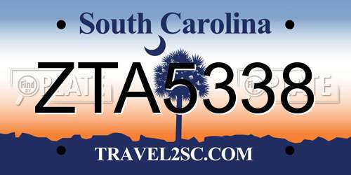 ZTA5338 South Carolina License Plate