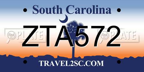ZTA572 South Carolina License Plate