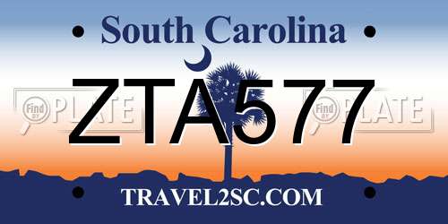 ZTA577 South Carolina License Plate