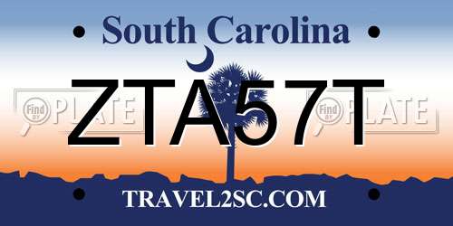 ZTA57T South Carolina License Plate