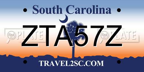 ZTA57Z South Carolina License Plate
