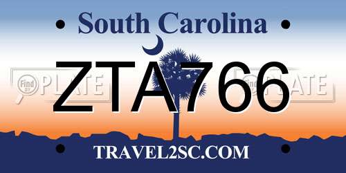 ZTA766 South Carolina License Plate