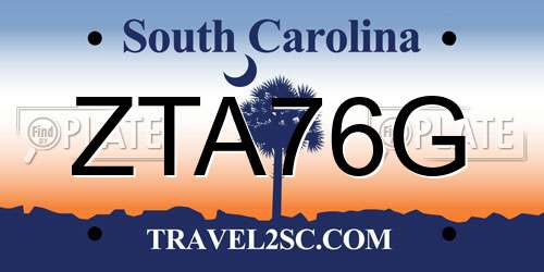 ZTA76G South Carolina License Plate