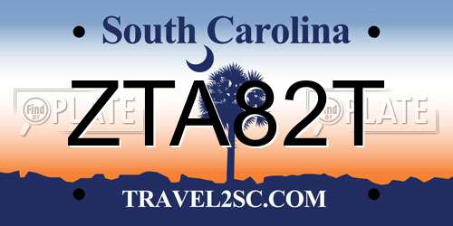 ZTA82T South Carolina License Plate