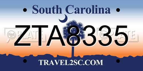 ZTA8335 South Carolina License Plate