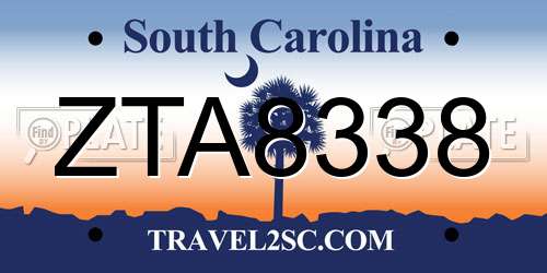 ZTA8338 South Carolina License Plate