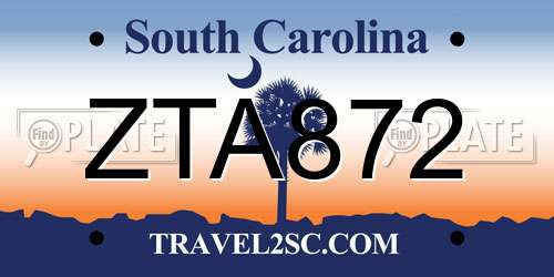 ZTA872 South Carolina License Plate