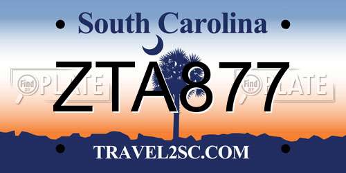 ZTA877 South Carolina License Plate
