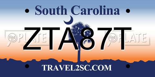 ZTA87T South Carolina License Plate